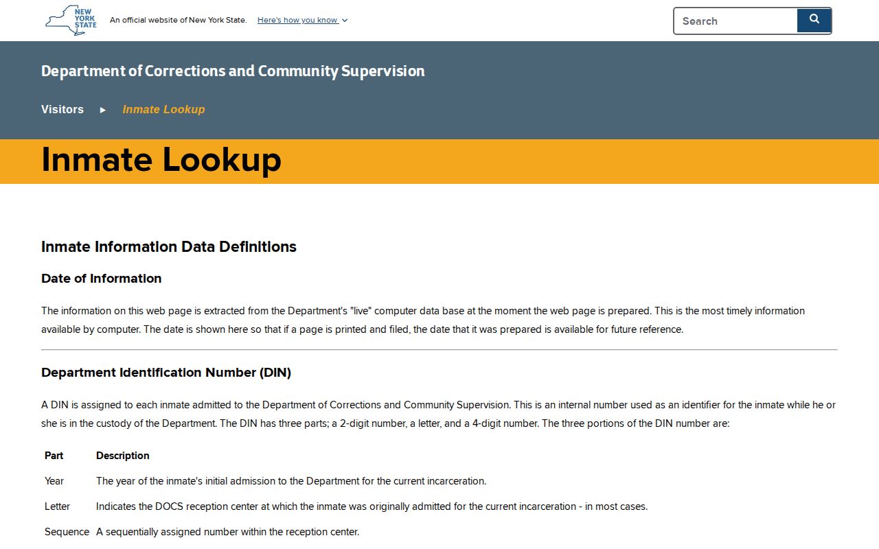 Nassau County state-prison record lookup information from NYS DOCCS